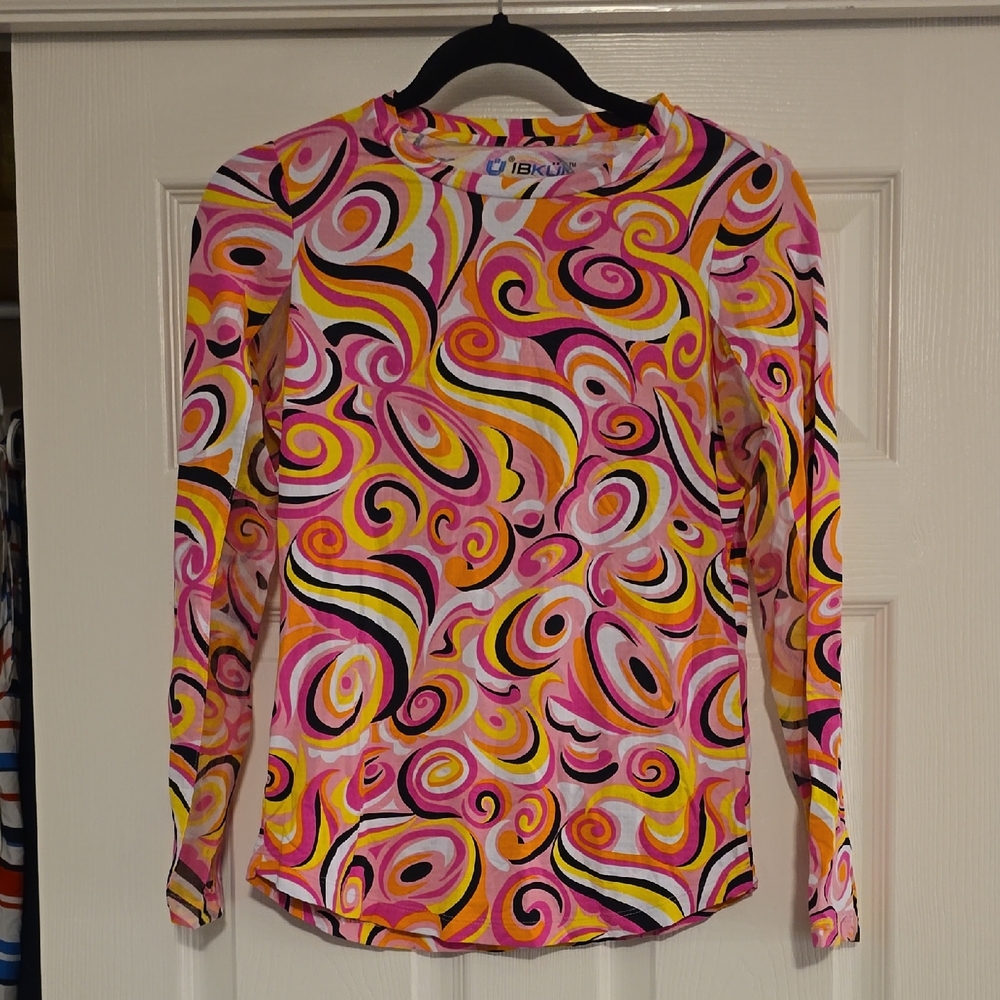IBKUL Swirl Pattern Long Sleeve Blouse